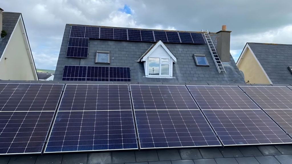 solar panels on house and garage roof