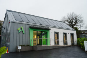 Alternative Energy Dromore Co. Tyrone completed construction of building featuring in-roof solar photovoltaic PV system.